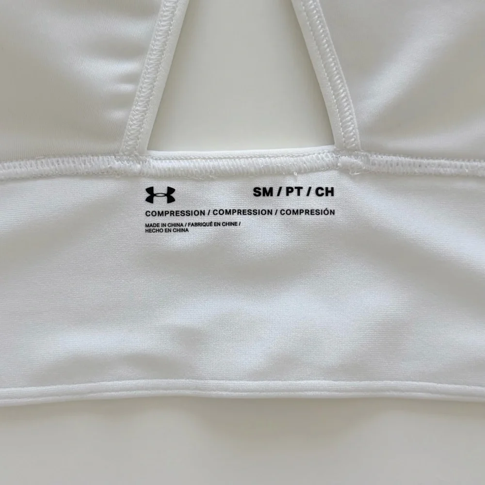 Under Armour White Silver Metallic Compression Sports Bra S/M - Picture 5 of 9